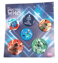 2012 Doctor Who 5 Piece Button Set, Dalek, Tardis, Cyberman, K-9 - DT