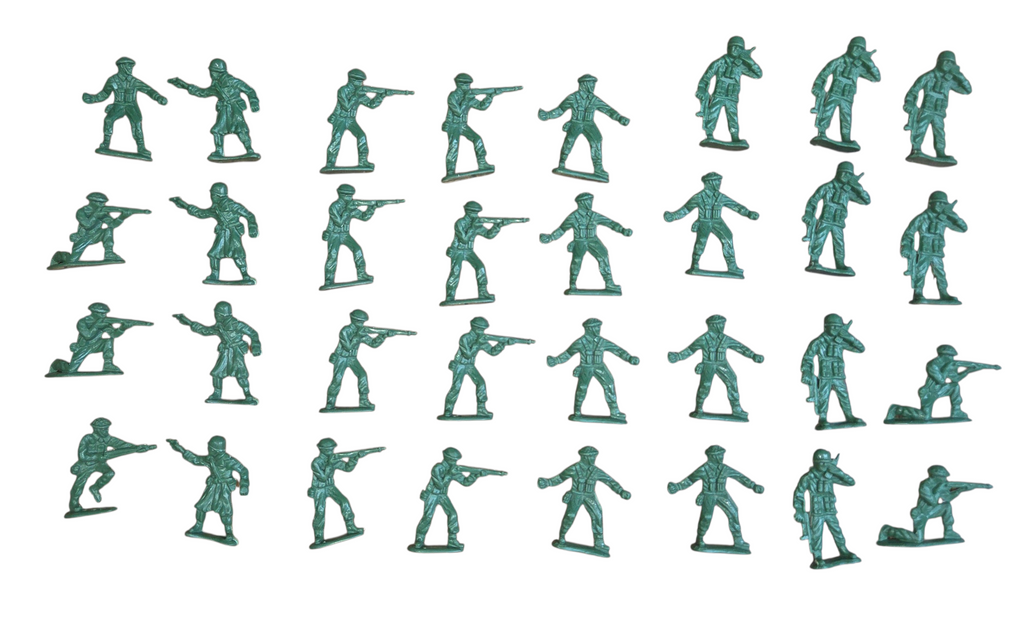 32 Green Plastic Mini Army Men 1/2"- 1" Bulk Lot Action Figures Toy Soldiers