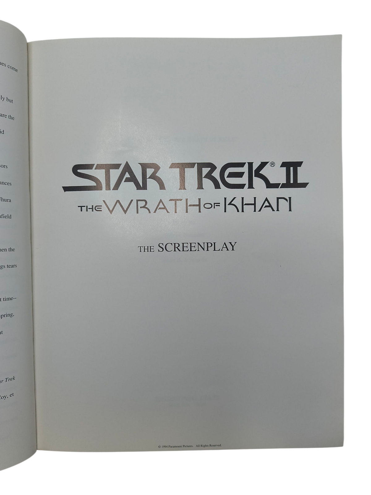 1994 Star Trek II Wrath of Khan Original Movie Script - Screenplay Première image 5