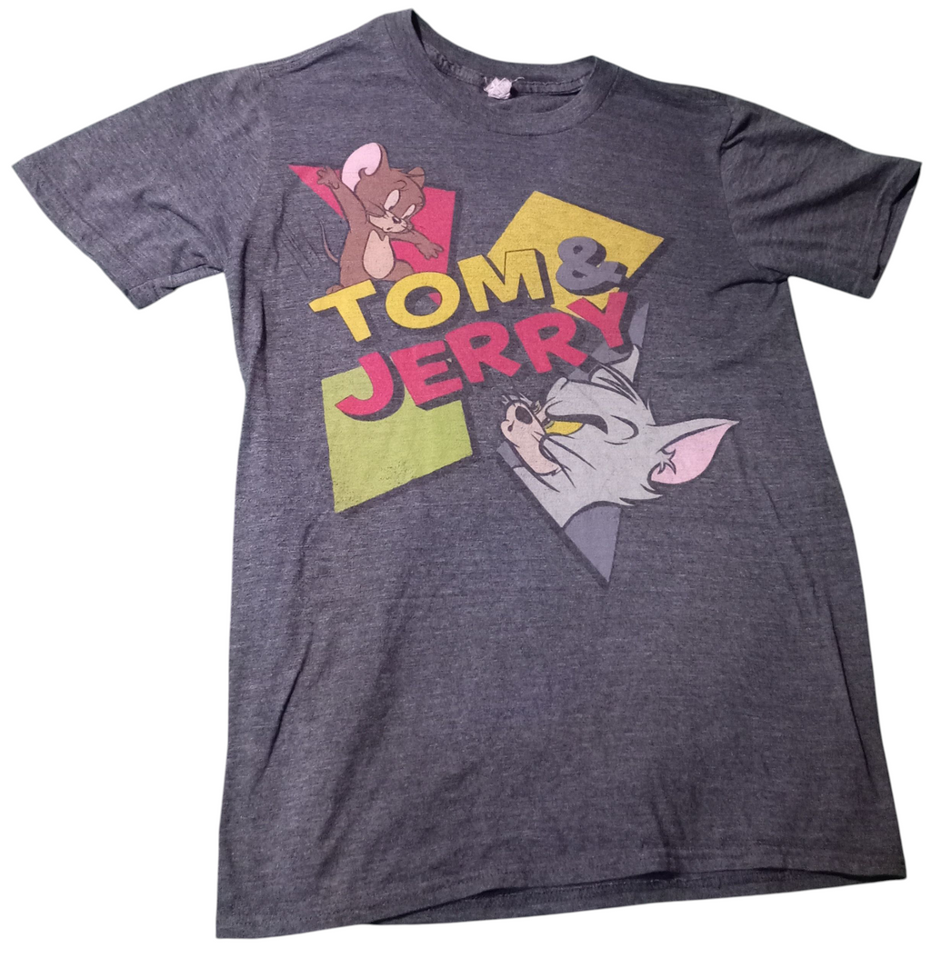 Gildan Hanna Barbera Cartoon TV Show Tom And Jerry T-Shirt Y2K Tee Gray Small
