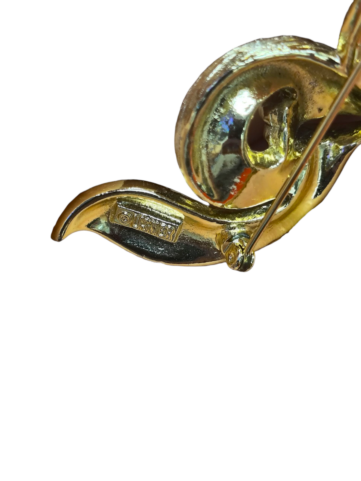Vintage Lisner Signed Brushed Gold Tone Bow Ribbon Brooch Pin image 3