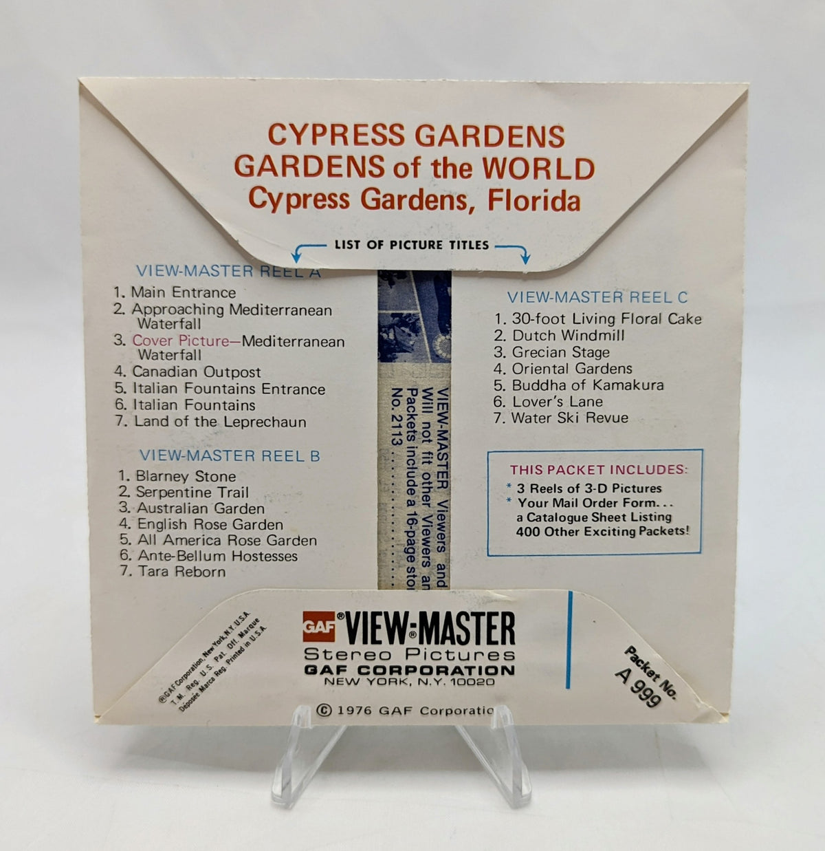 1976 GAF View-Master Cypress Gardens 21 Stereo Pictures 3 Reel Pack image 2