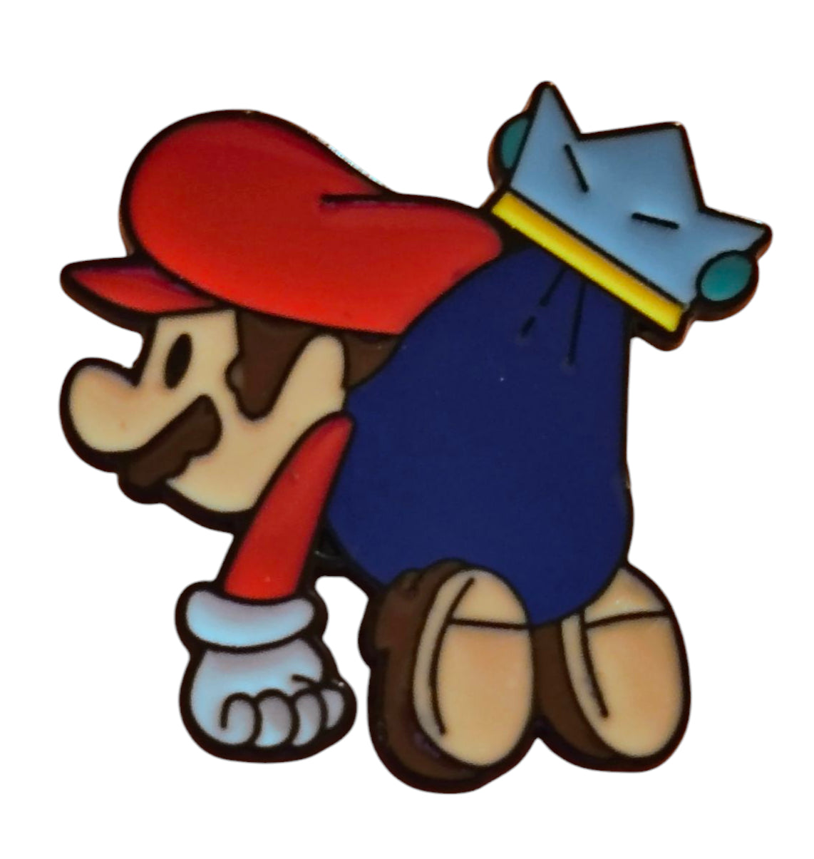 Nintendo Super Mario - Chibi Paper Mario Being Carried Enamel Pin