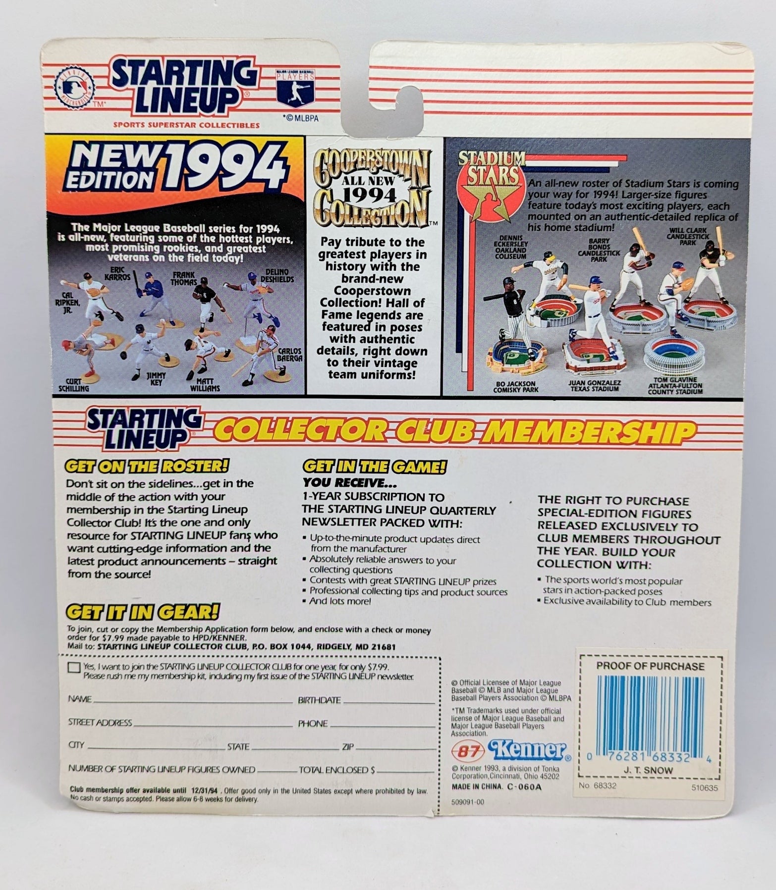 1994 Kenner Starting Lineup J.T. Snow California Angels MLB Figure image 2