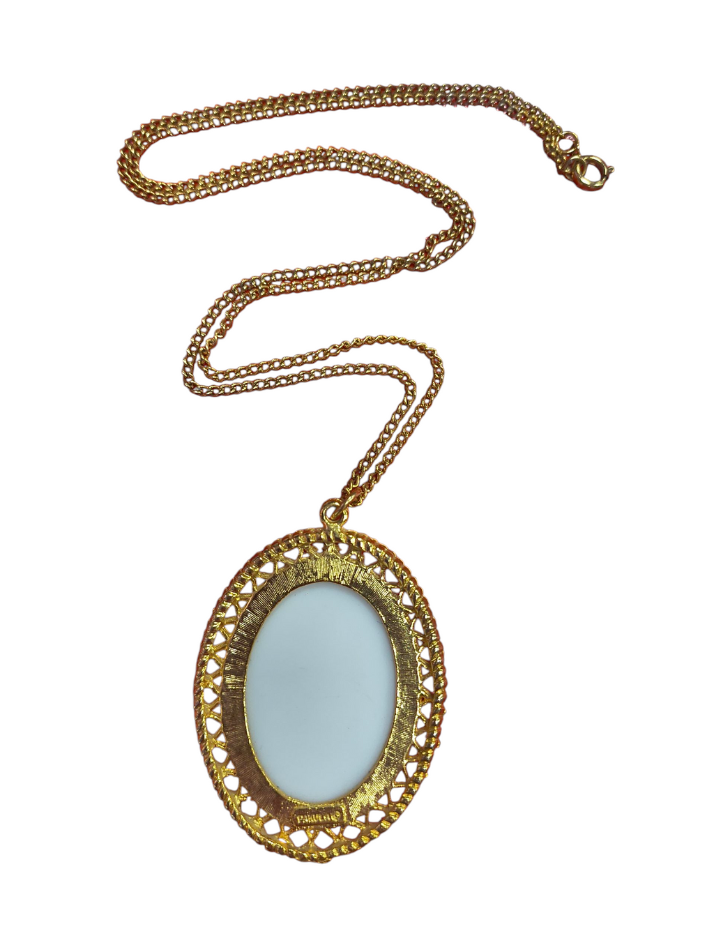 1960s Pakula Intaglio 24" Sagittarius Zodiac Cameo Gold Tone Pendant Necklace image 2