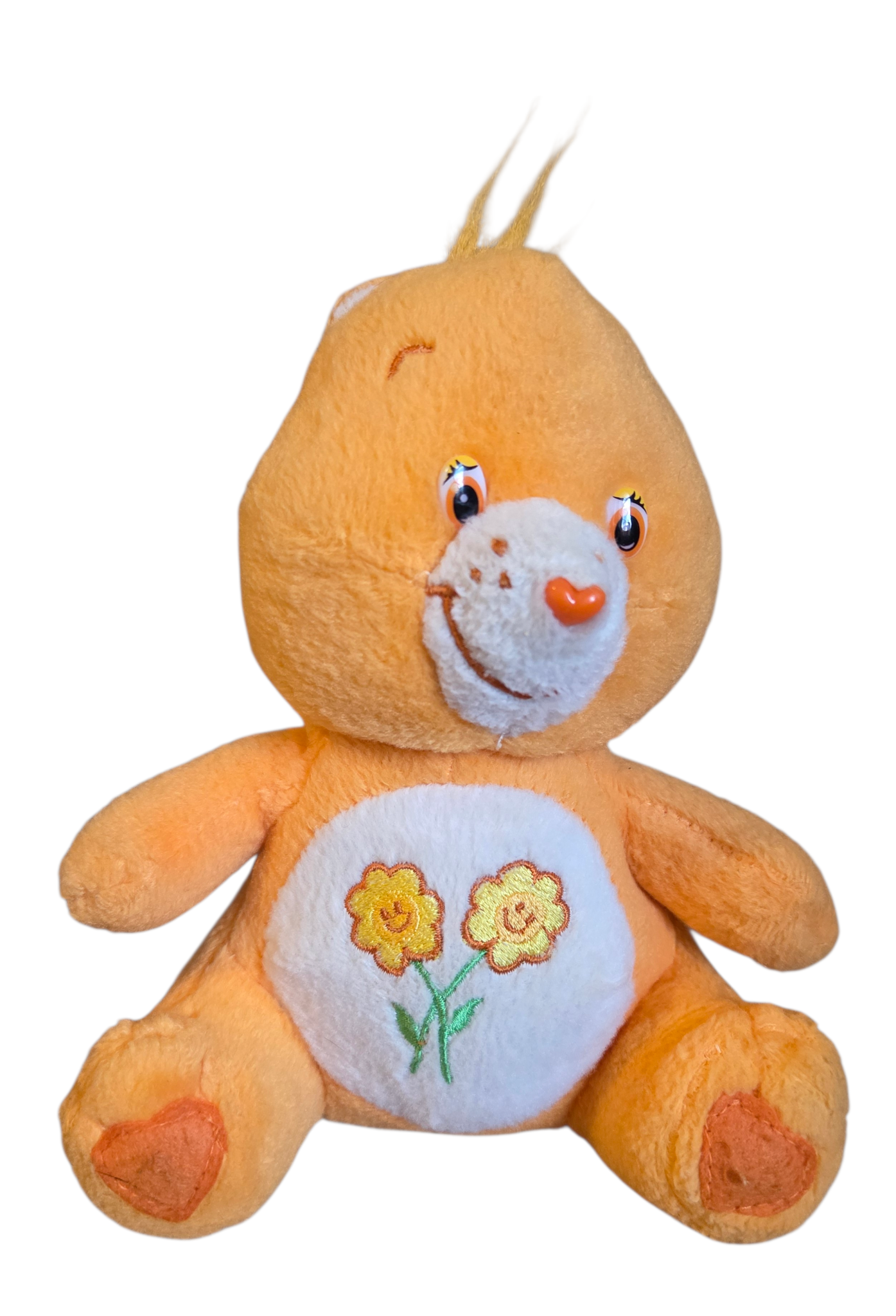 2003 Nanco Care Bear Orange Friend Bear Flowers 6" Plush Stuffed Animal