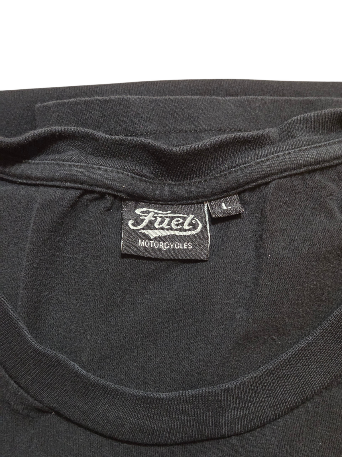 Fuel Motorcycles BCN Cotton Casual Short Sleeve Black T-Shirt Size Large image 3