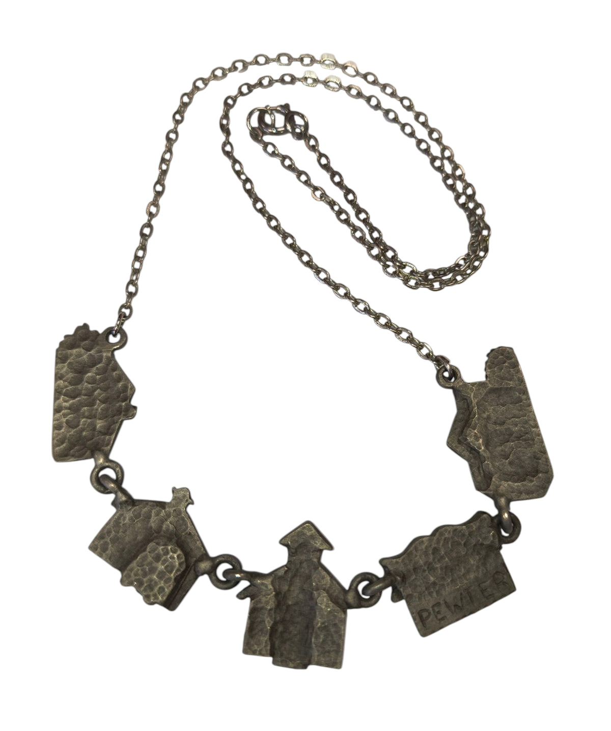 Vintage Old West Town Pewter Charm Necklace image 4