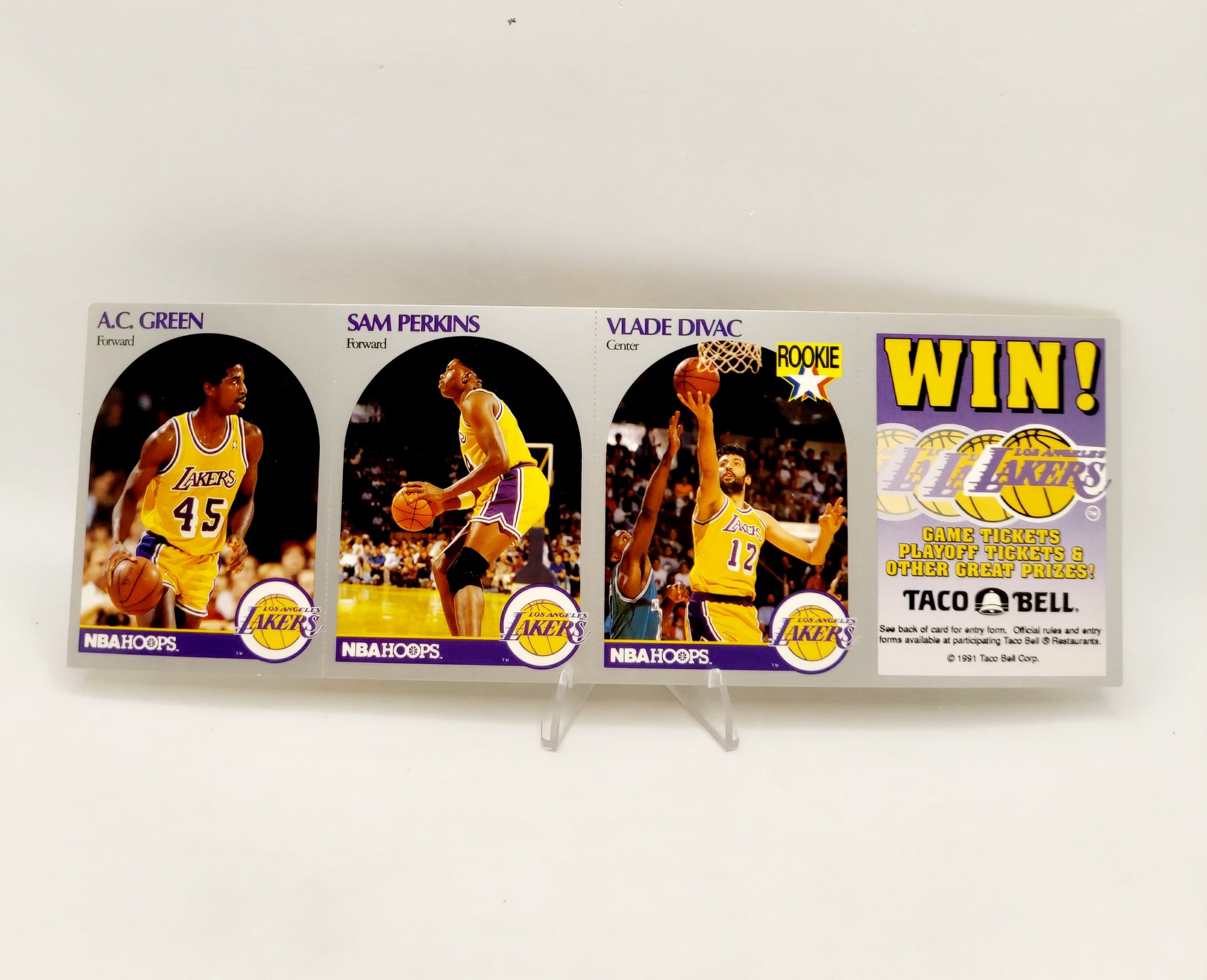 1990-91 NBA Hoops L.A. Lakers Taco Bell Basketball Card Sheet image 3