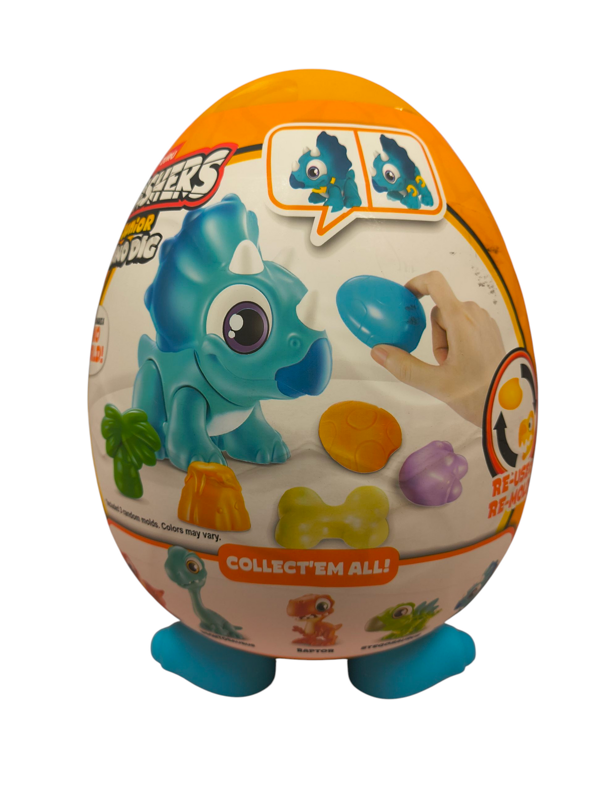 Zuru Smashers Junior Dino Triceratops Dig Egg w/ 500g Dough and 18 Surprises image 2