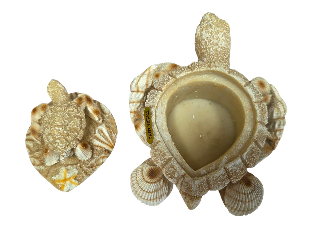 Riviera Maya, Mexico Sea Turtle Mom And Baby Carved Trinket Box image 2