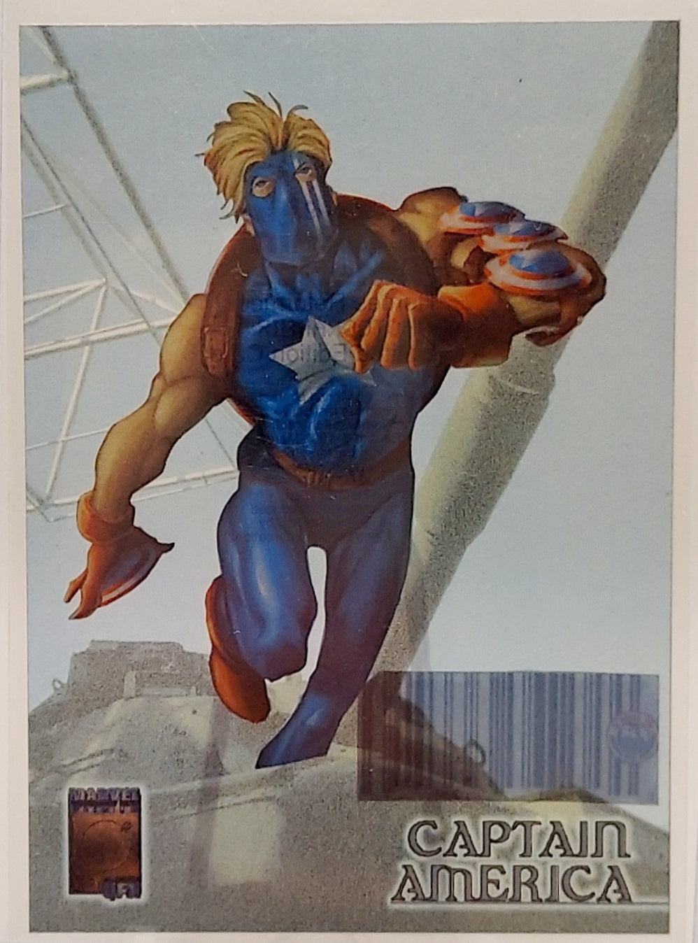 1997 Fleer Marvel Premium QFX Captain America Photographix Chase Card # 2