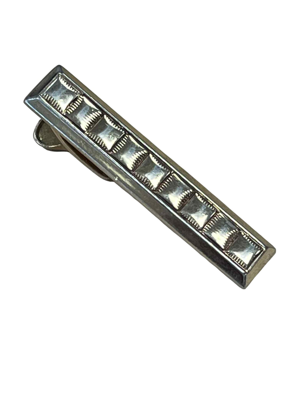 Vintage Hickok USA Silver Tone Tie Clip With Faux Diamonds - DT