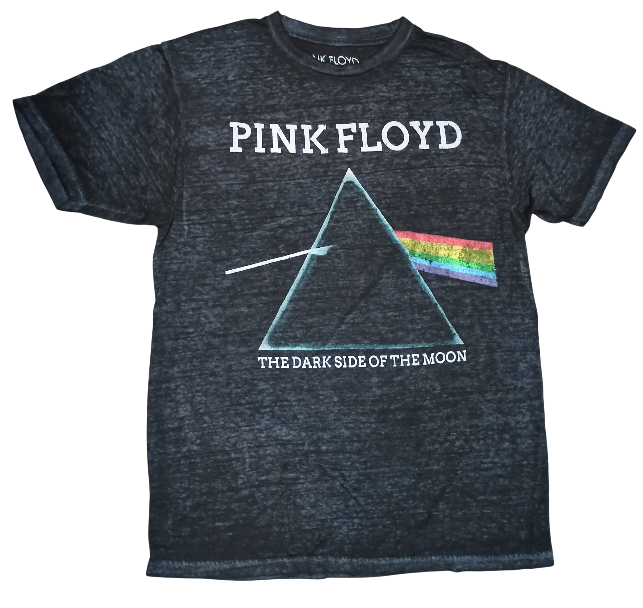 Pink Floyd The Dark Side Of The Moon Burnout Thin Gray T-Shirt Size Medium