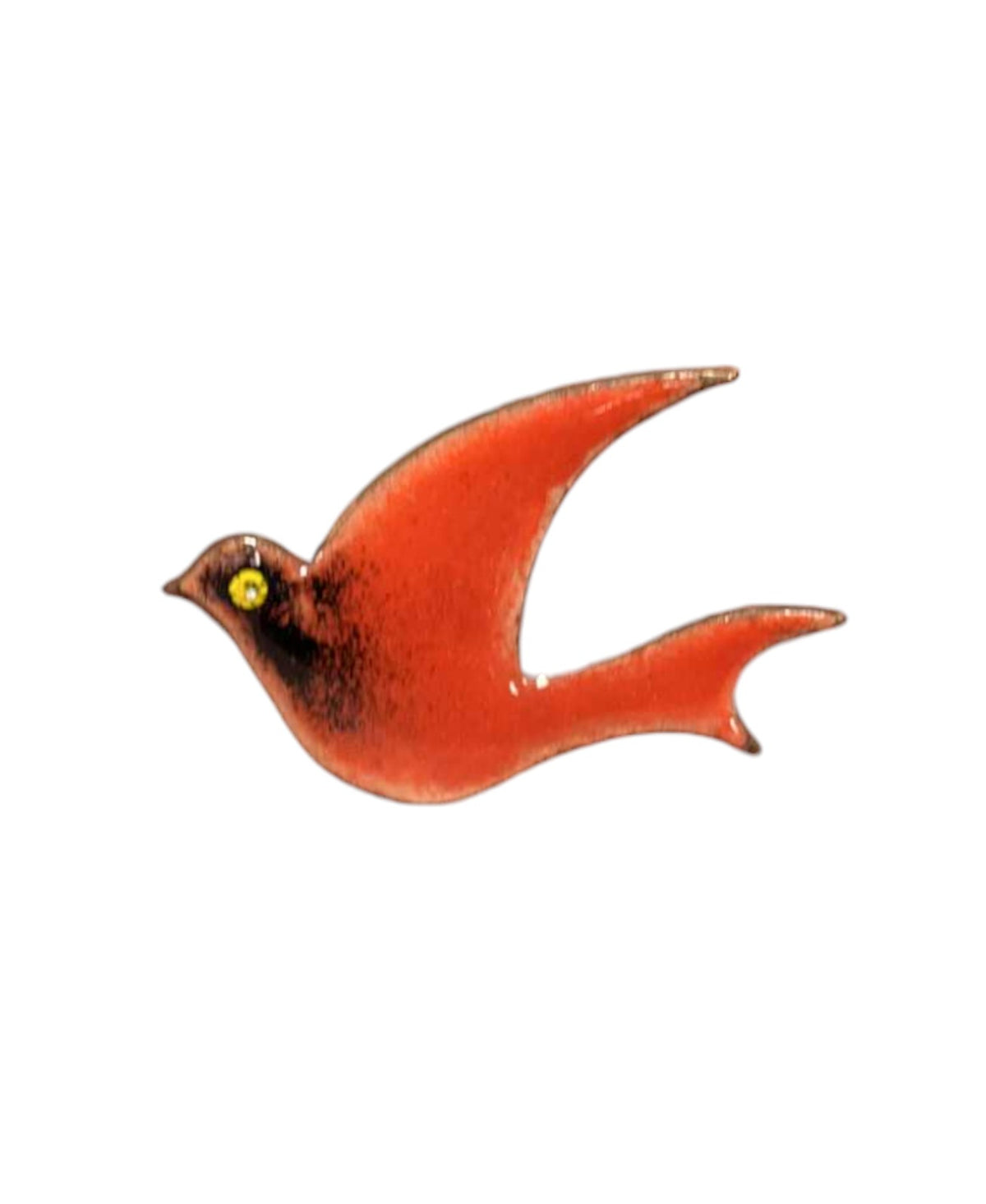 Vintage Red Enameled Swallow or Cardinal Pin