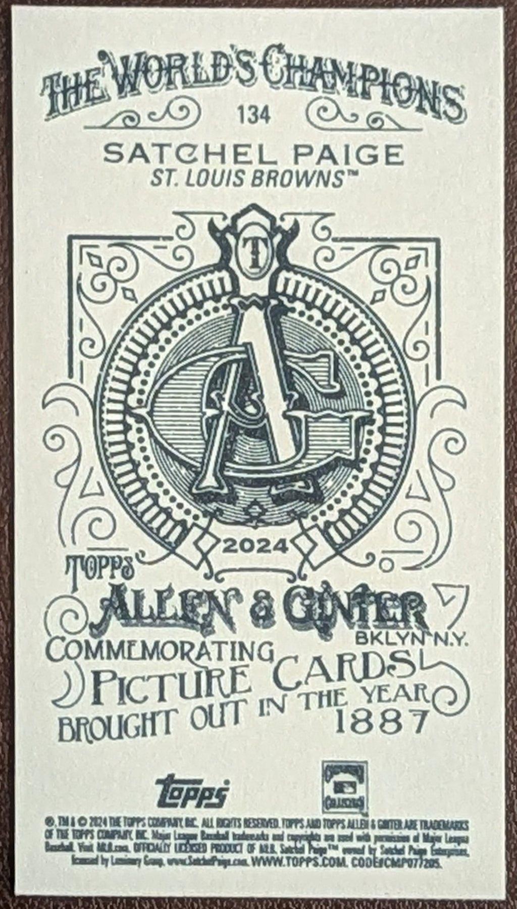 2024 Topps Allen & Ginter Satchel Paige A&G Back Mini #134 Browns image 2