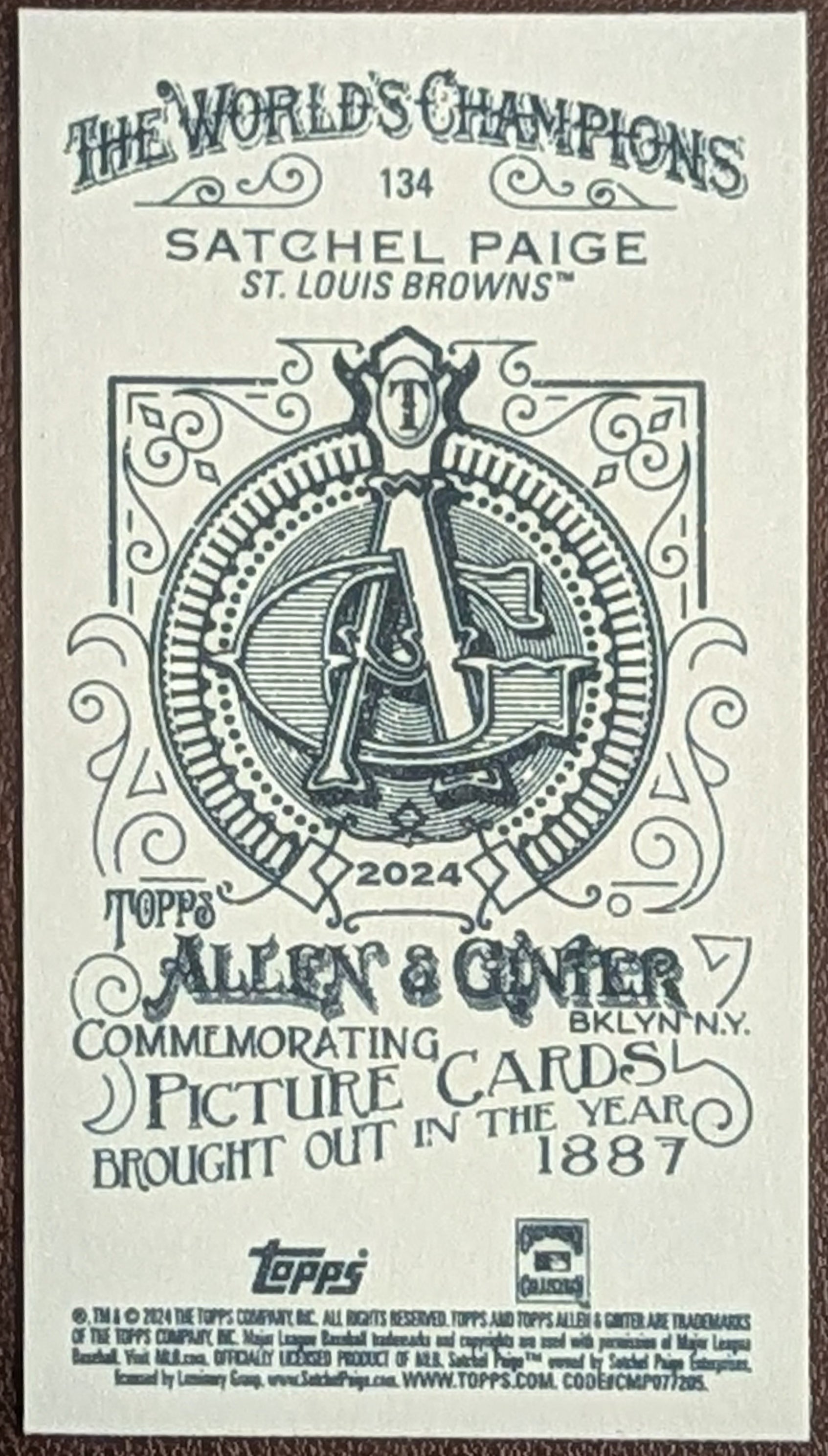 2024 Topps Allen & Ginter Satchel Paige A&G Back Mini #134 Browns image 2