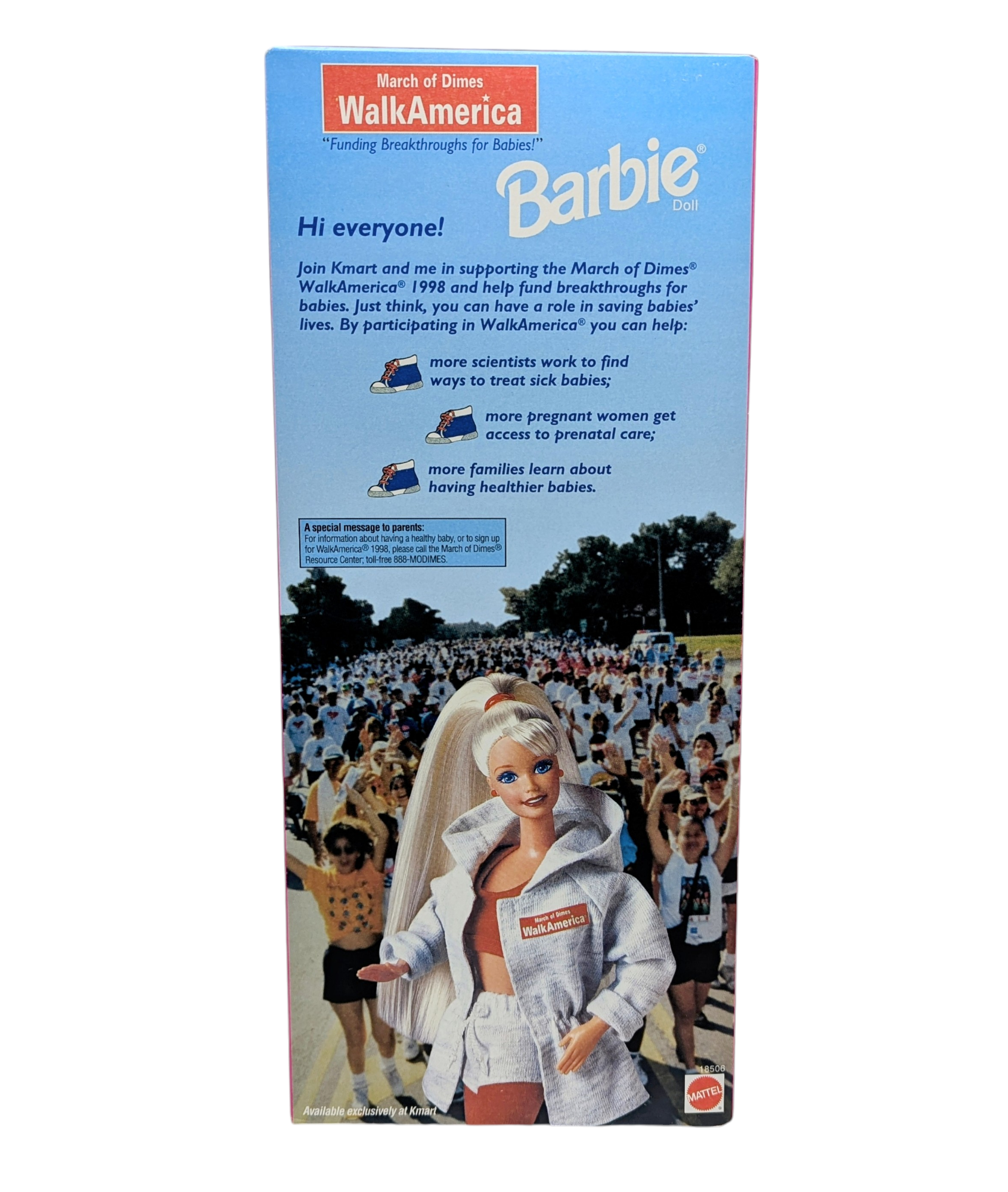 1997 Mattel Barbie K-Mart Specail Edition March Of Dimes Walk America Doll 18506 image 2