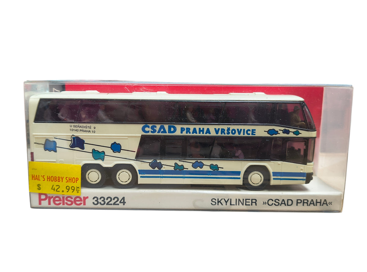 Preiser 33224 Neoplan Skyliner Plastic CSAD Praha Bus 1:87 Scale