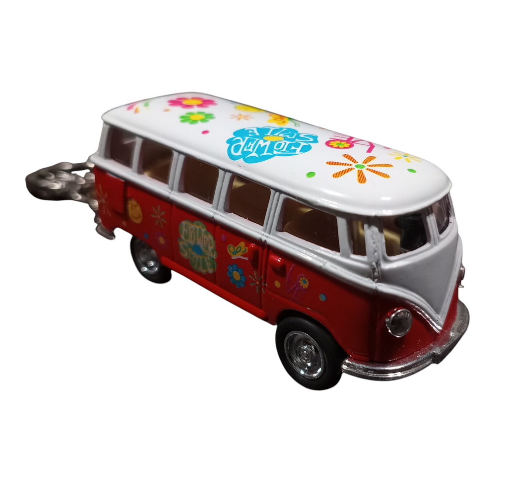 Kinsmart 1962 Volkswagen Classic Red Pull Back Bus 1/64 Scale Keychain