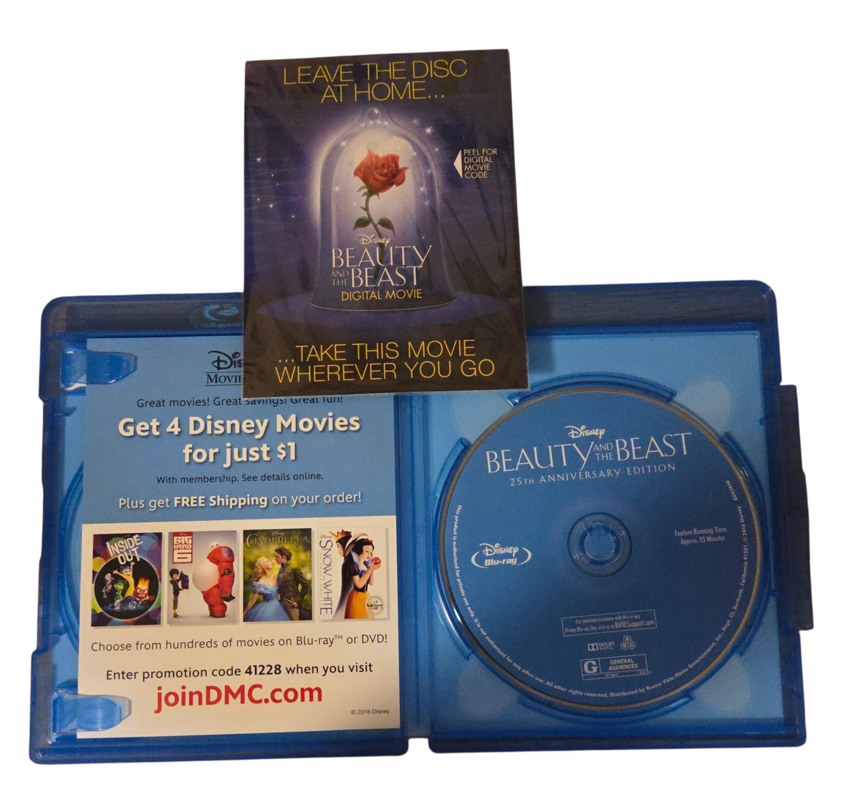 2016 Disney Beauty and the Beast 25th Anniversary Blu-ray + Digital - No DVD image 2