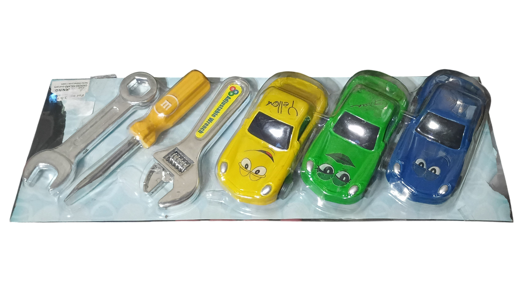 Vintage M&M Plastic Car Repair, Car Building Kit - Blue, Green, Yellow M&M Cars image 2