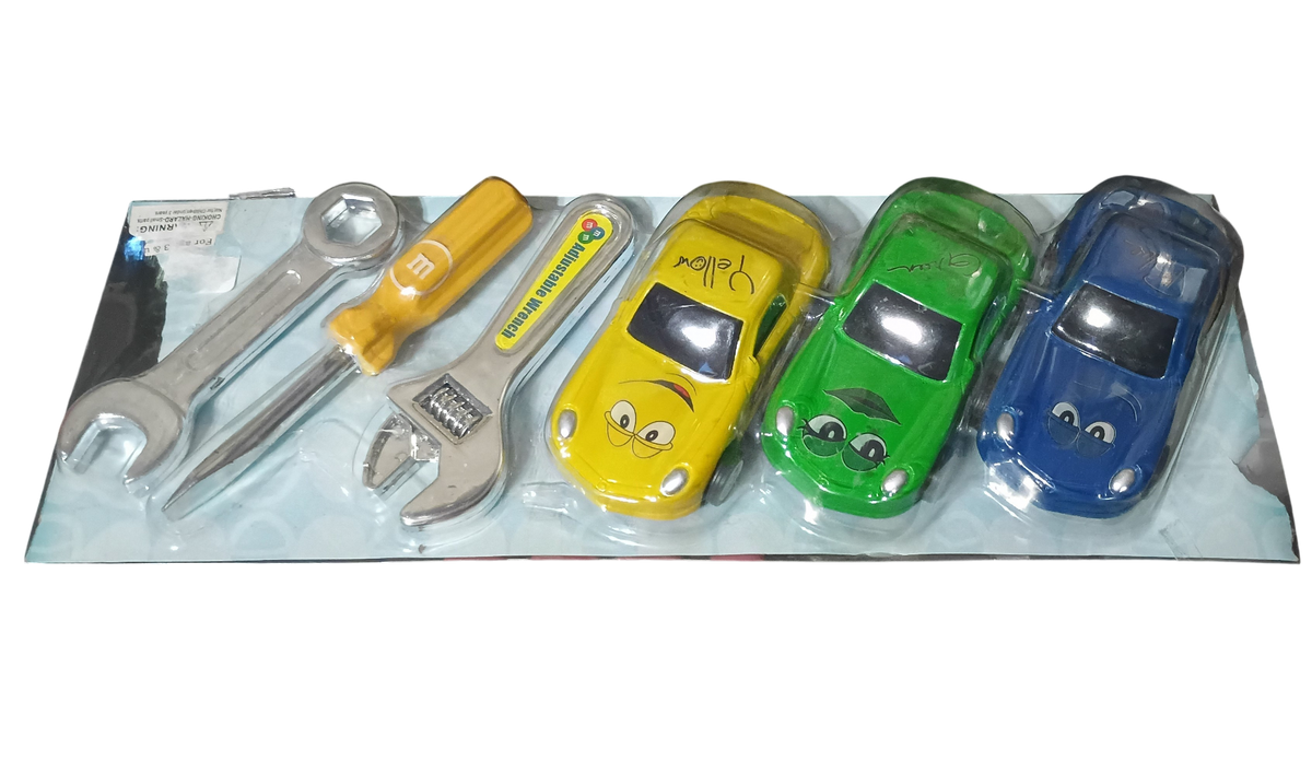 Vintage M&M Plastic Car Repair, Car Building Kit - Blue, Green, Yellow M&M Cars image 2