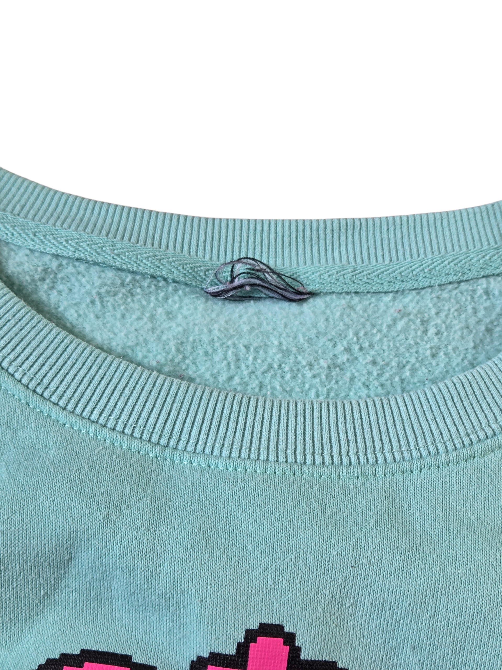 Nintendo Kirby's Adventure Kanji 8 Bit Kirby Seafoam Sweatshirt Size XL image 3