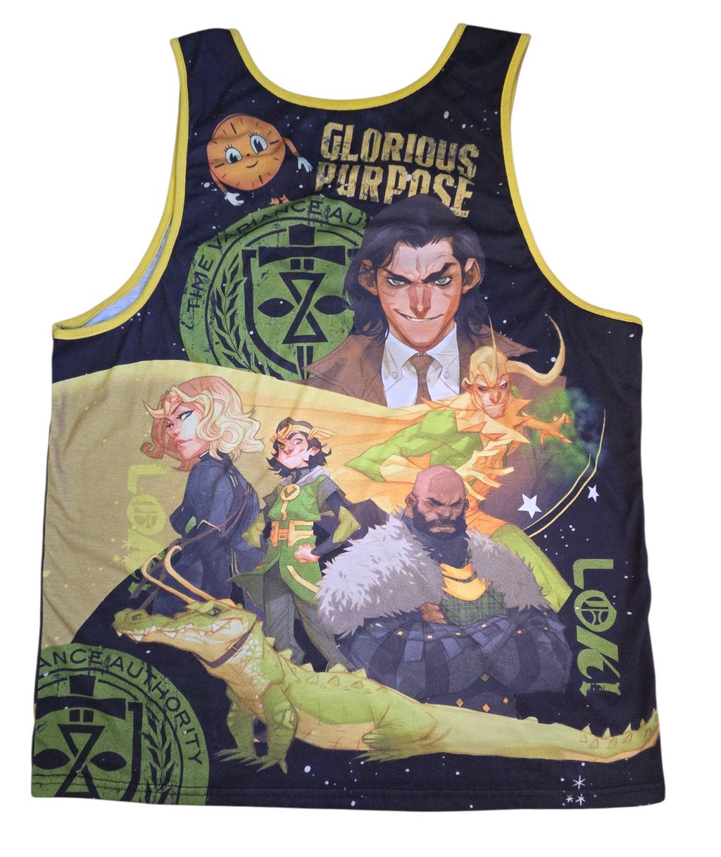 Hot Topic Marvel Comics Loki Cartoon Variants Sublimated Tank Top Size XL image 2
