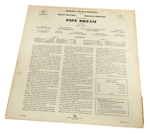 1955 RCA Victor Pipe Dream Rodgers and Hammerstein Original Cast LOC 1023 image 2