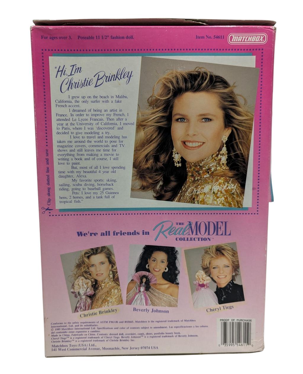 1989 Matchbox The Real Model Collection Christie Brinkley Doll image 2