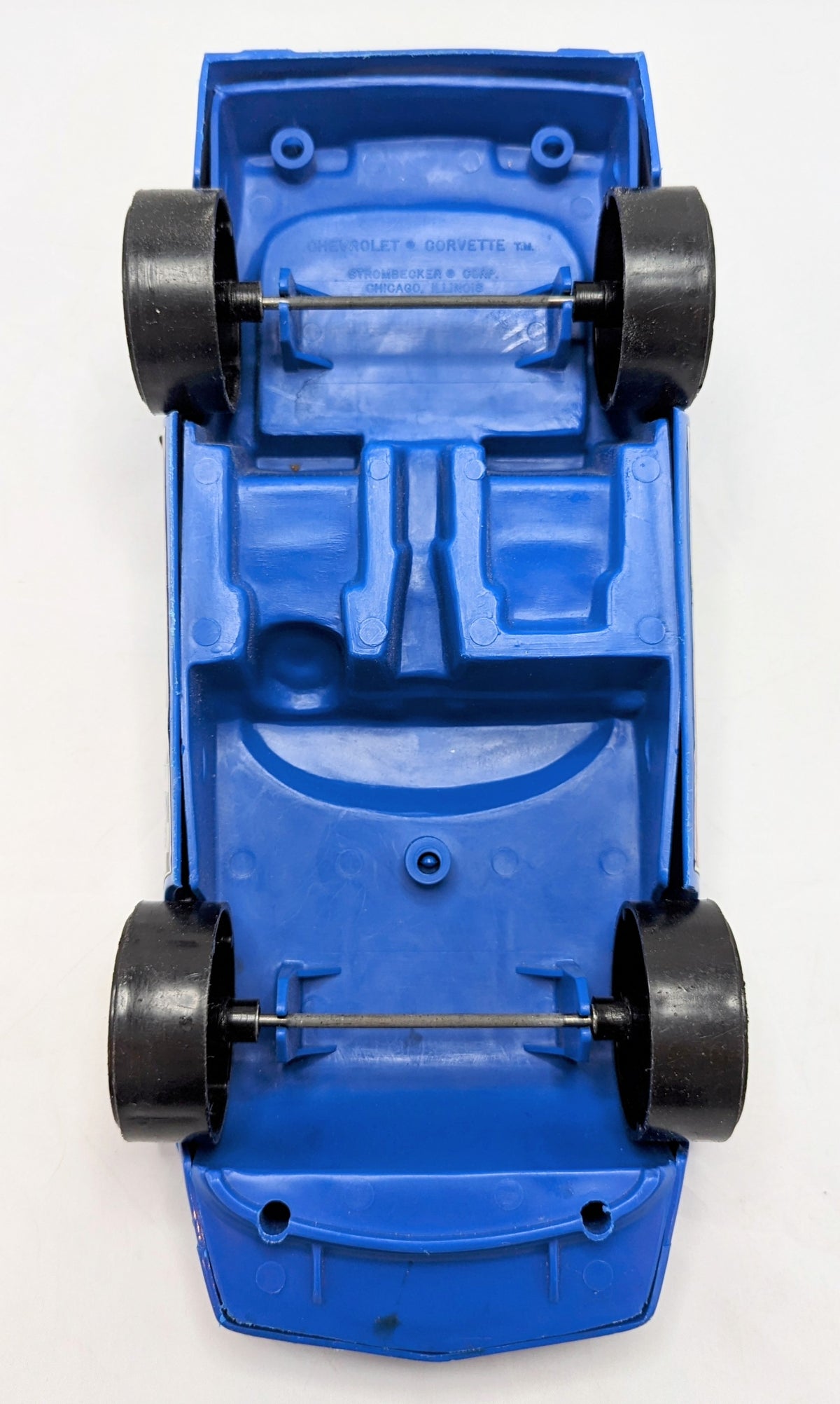 1980's Strombecker Tootsie Toys Blue Chevrolet Corvette Plastic Car 11 Inch image 4