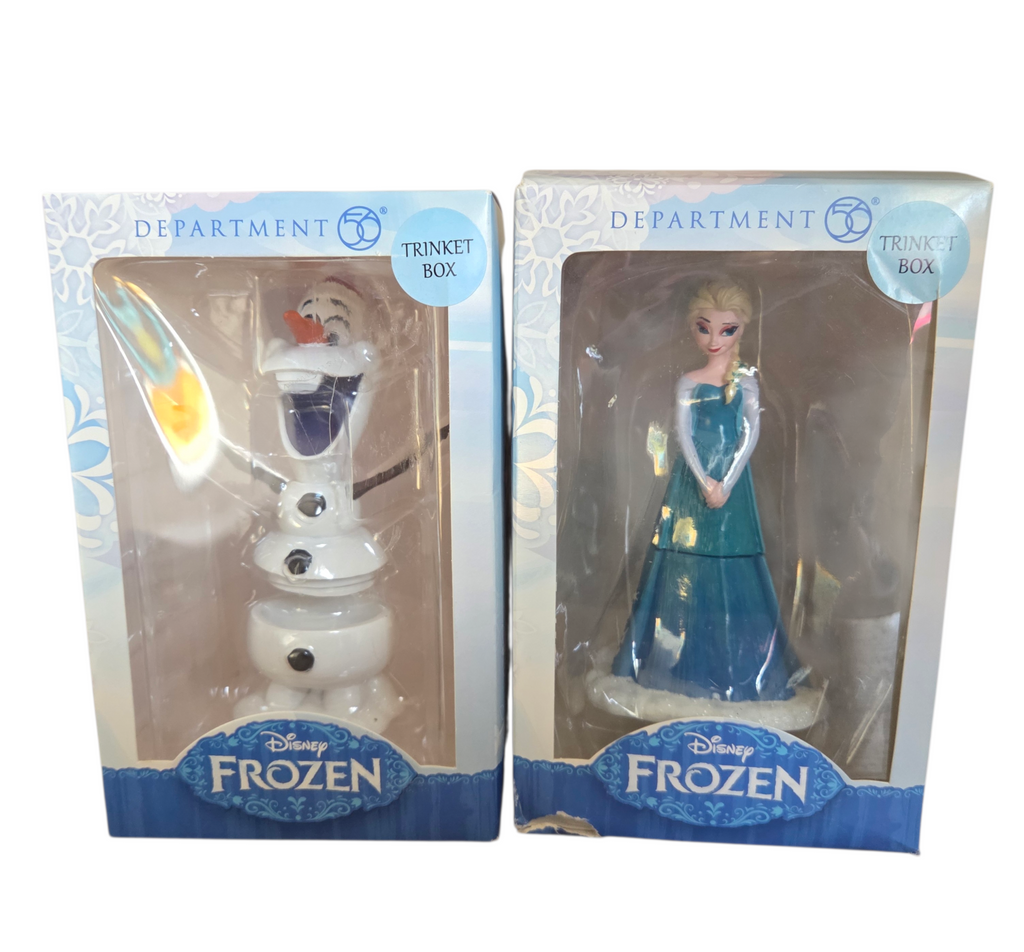 2015 Department 56 Disney Frozen Elsa & Olaf Trinket Boxes #4045050/#4045051