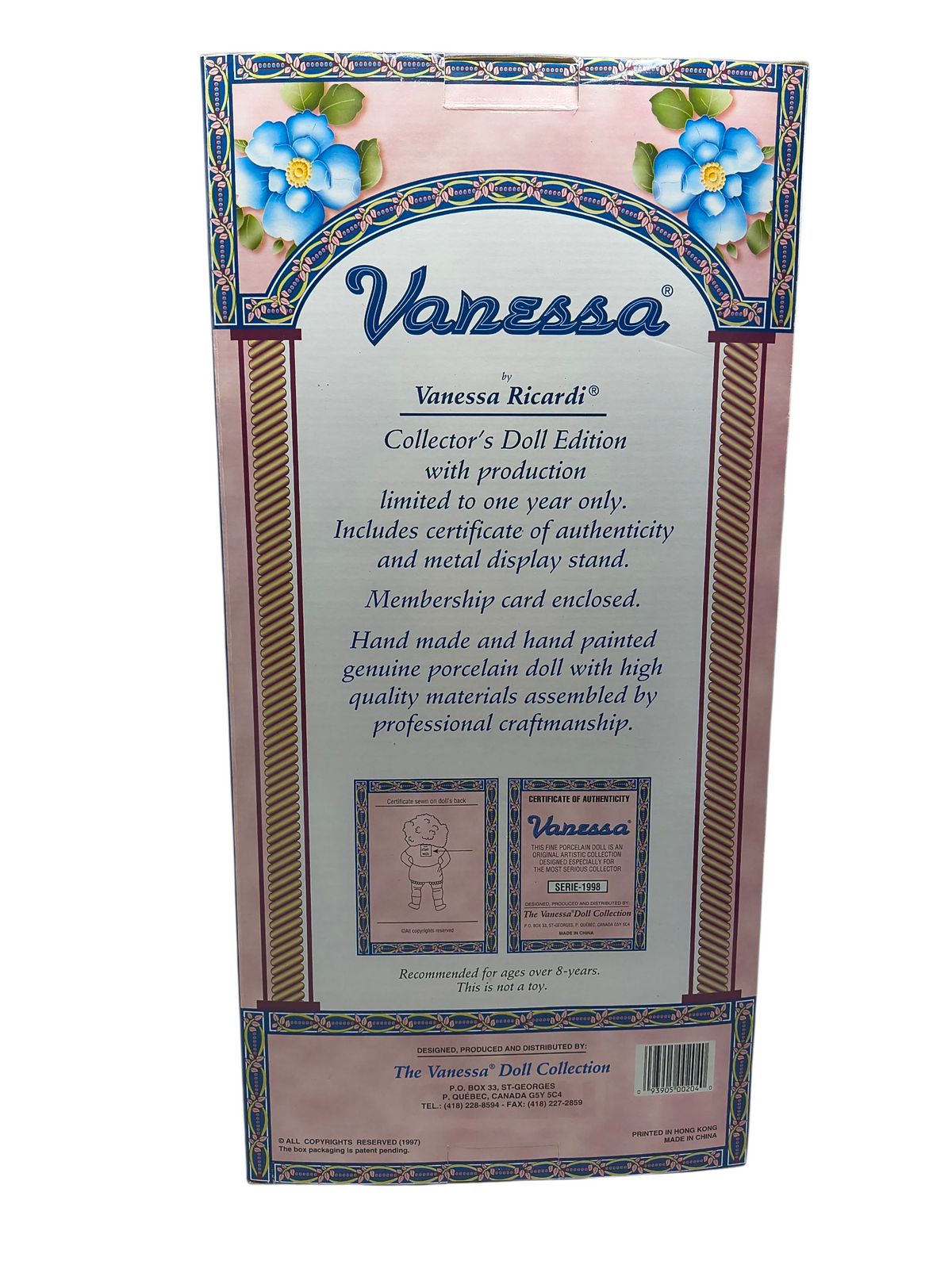 1997 Vanessa Ricardi Limited Special Ed. Porcelain 16" Vanessa Doll White Dress image 2