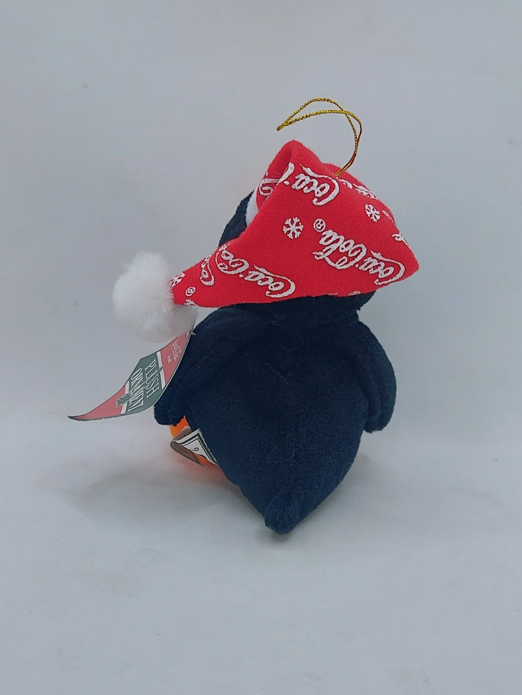 1998 Coca Cola Plush Penguin Ornament W/ Red Cap image 2