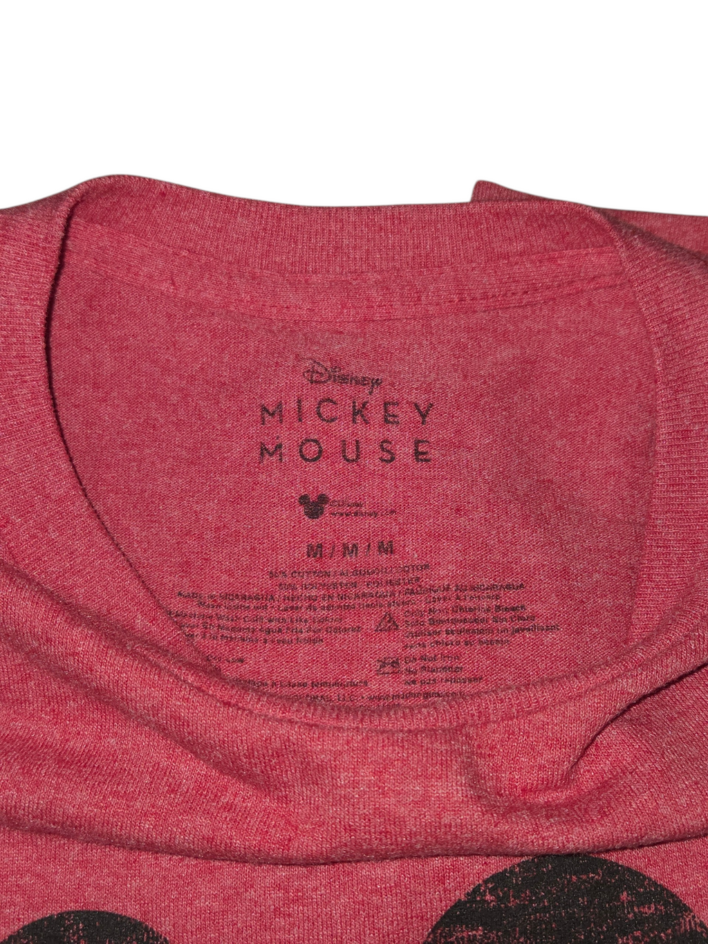 Disney Mickey Mouse Distressed Character Pose Cartoon Heather Red T-Shirt Medium image 3