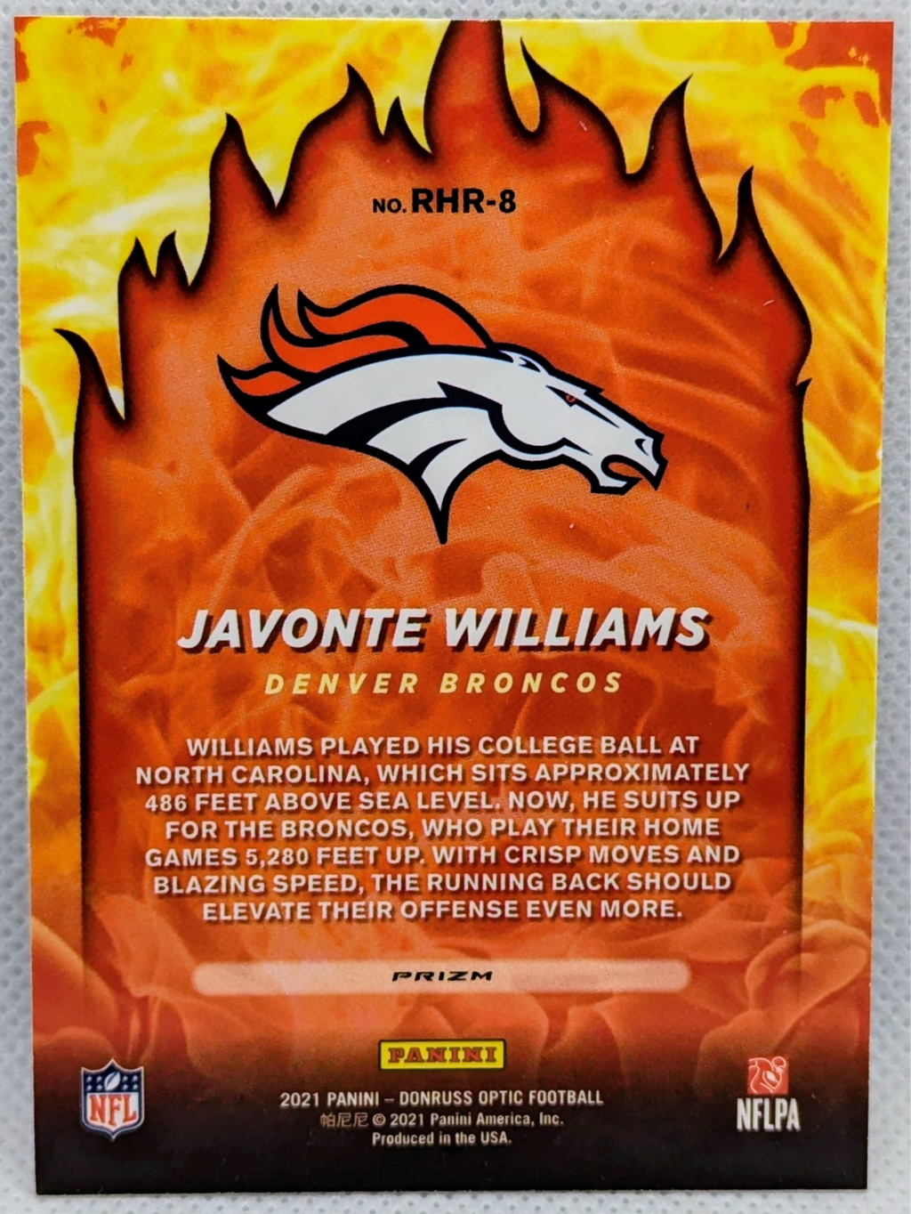 2021 Panini Donruss Optic Red Hot Rookies #RHR-8 Javonte Williams Broncos image 2
