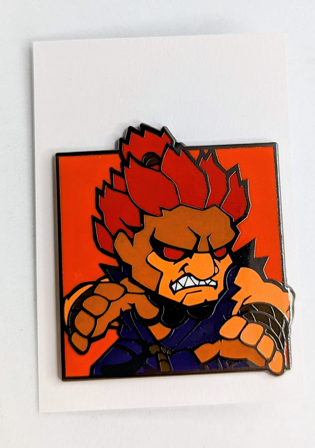 Street Fighter Akuma Large Square Enamel Pin