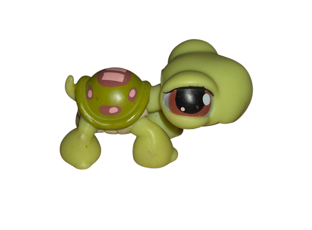 2004 Hasbro Littlest Pet Shop LPS #07 Turtle With Pink Stripes On Back