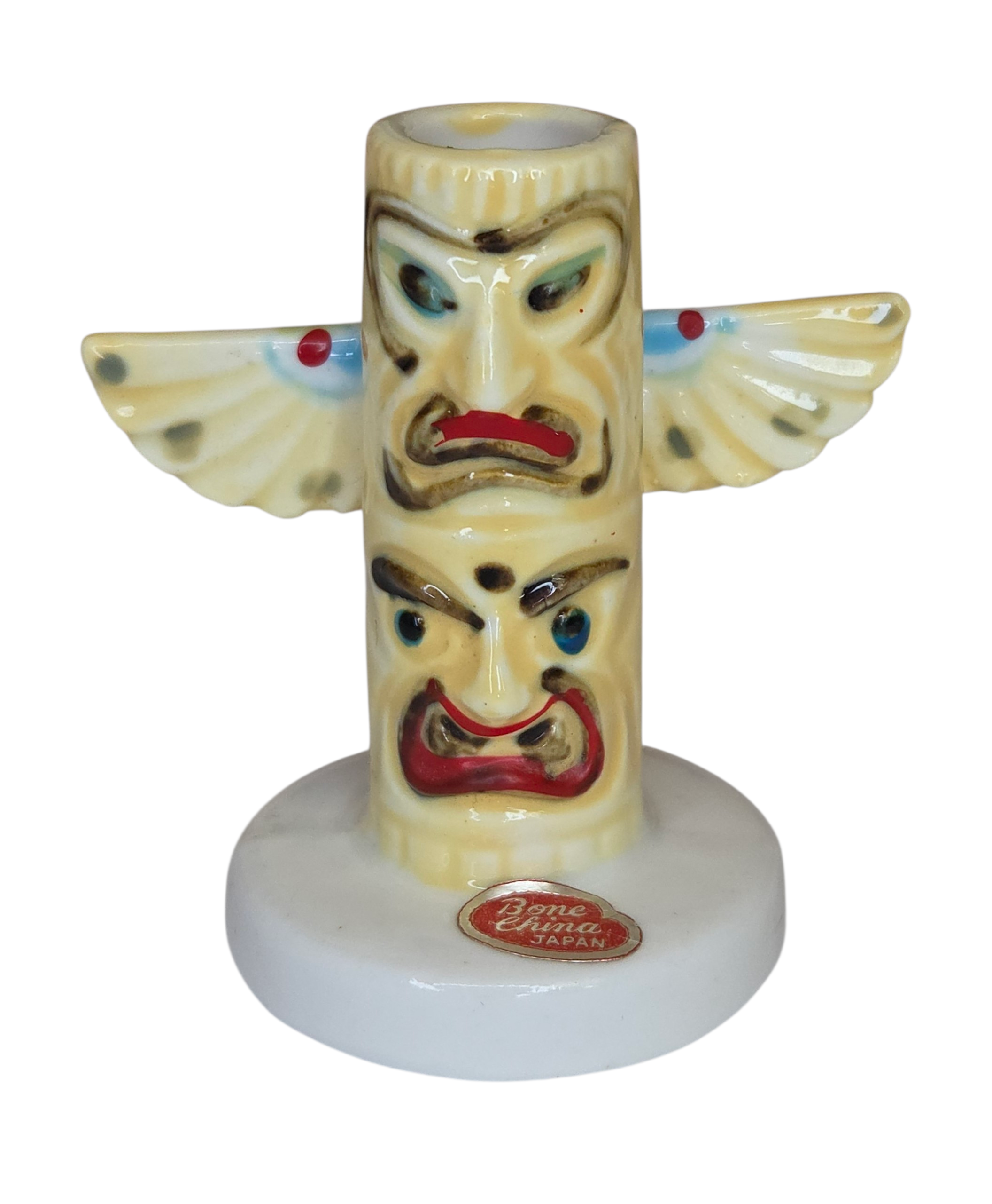Vintage Japan Bone China Totem Pole Toothpick Holder