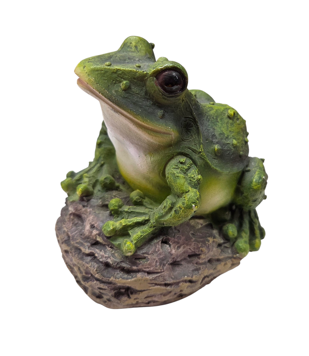 Realistic Frog Perched On Rock 4" Resin Figurine image 2