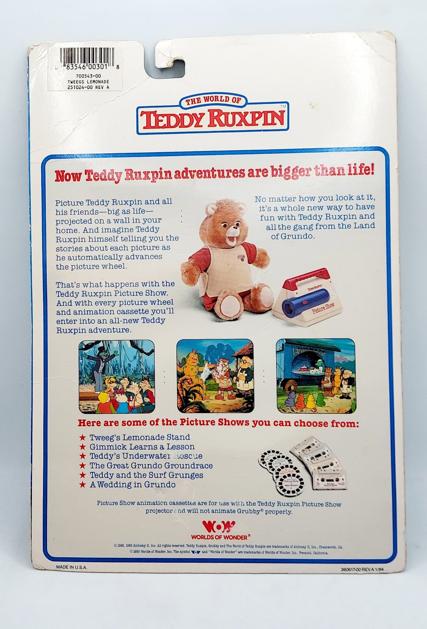 1989 Teddy Ruxpin Picture Show Slide Story Tape Tweegs Lemonade Stand image 2