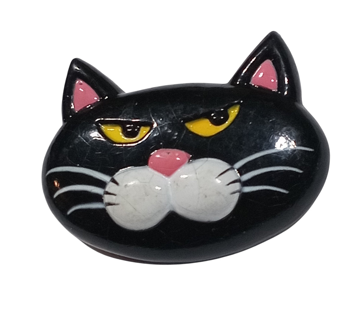 Gibson Black Cat Enamel Black White Brooch Pin 2” - DT