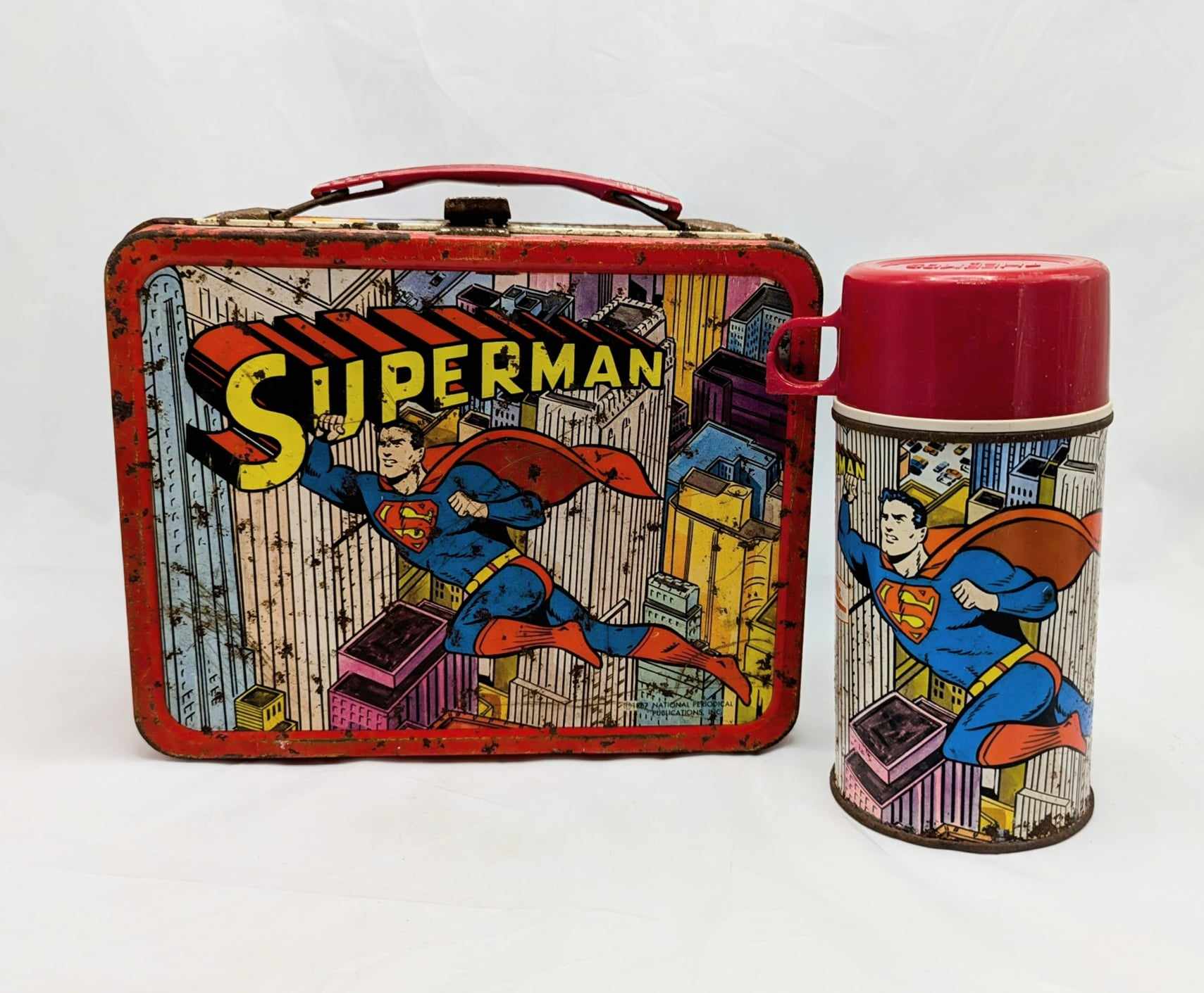 1967 National Periodical Publications Superman Metal Lunchbox & Thermos