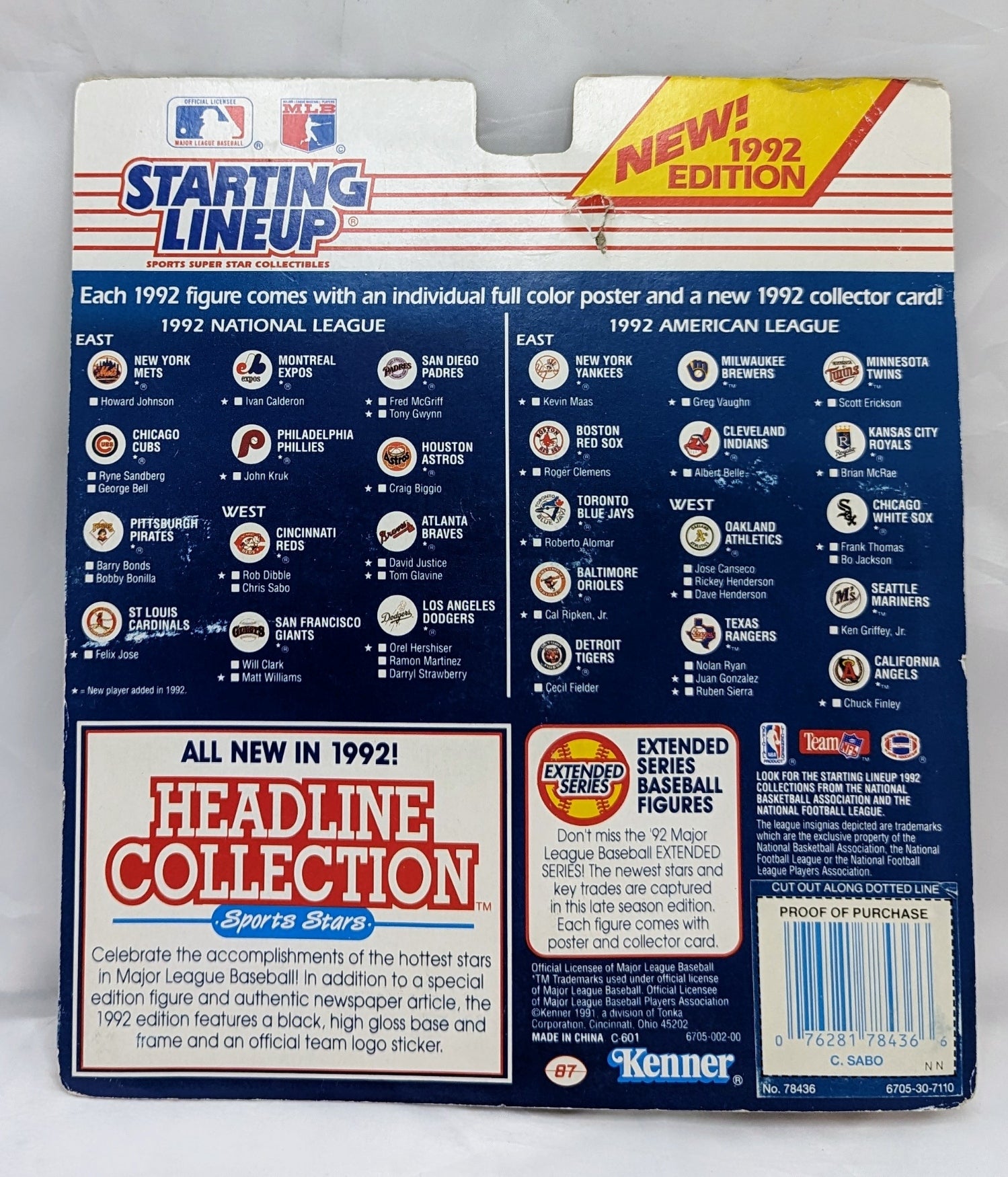 1992 Kenner Starting Lineup Chris Sabo Cincinnati Reds Figure image 3