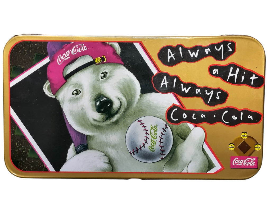 1997 Coke Coca Cola Polar Bear Always A Hit Baseball Tin Collectible