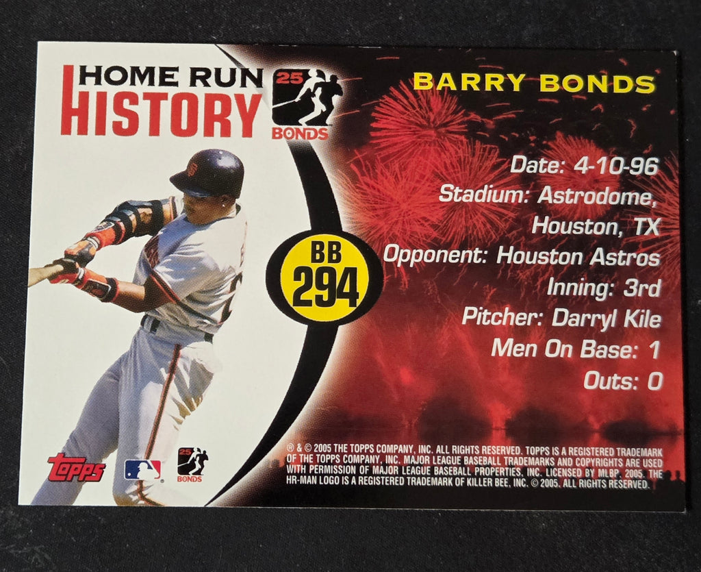 2005 Topps Home Run History Barry Bonds Barry Bonds #BB294 image 2