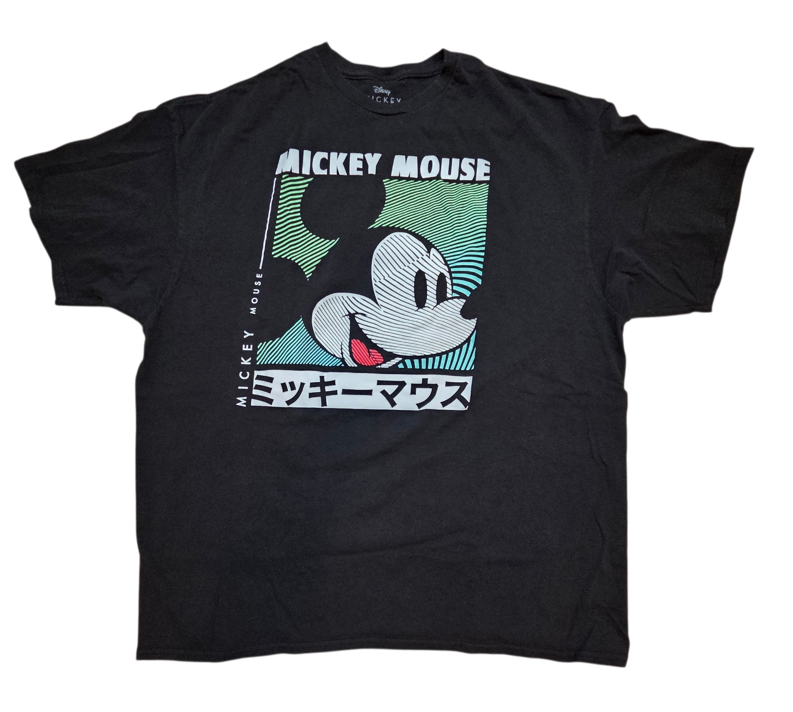 Disney World Mickey Mouse Japanese Name Text Black T Shirt Size 2XL