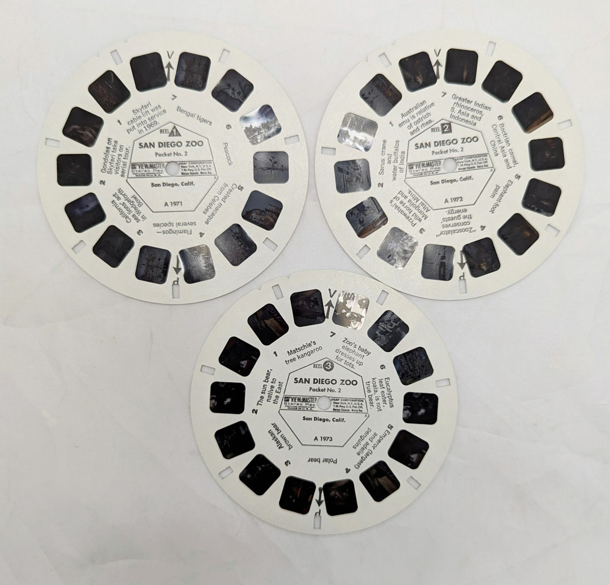 GAF View-Master San Diego Zoo Packet NO. 2 21 Stereo Pictures 3 Reel Pack image 2