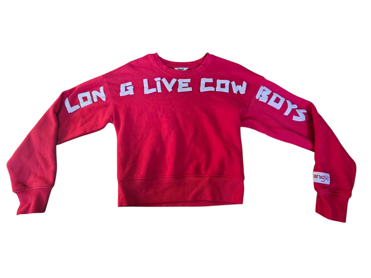 Wrangler Retro Red Long Live Cowboys Pullover Sweatshirt Cowgirl Western Small